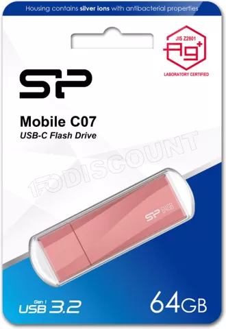 Photo de Clé USB-C 3.2 Silicon Power Mobile C07 - 64Go (Rose)