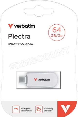Photo de Clé USB-C 3.2 Verbatim Plectra - 64Go (Blanc)