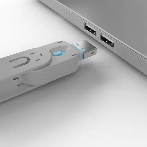 Photo de Clé USB Lindy et 4 bloqueurs de ports USB (Gris/Bleu)