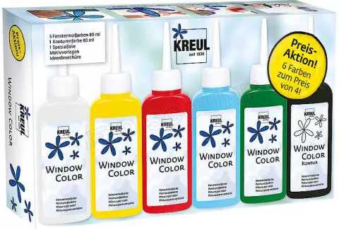 Photo de Coffret de 6 flacons de peinture de contours Kreul Hobby Line Glas Design (Couleurs Assorties)