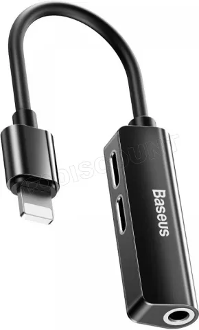 Photo de Convertisseur Baseus Converter L52 Lightning vers 2x Lightning + Jack 3,5mm - M/F 3m (Noir)