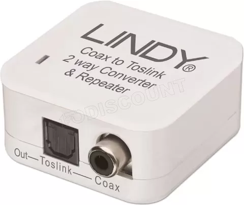 Photo de Convertisseur Lindy Coaxial vers Optique Toslink (Blanc)