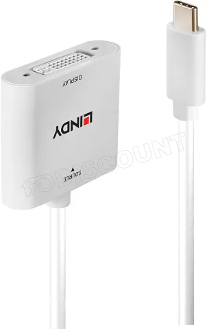 Photo de Convertisseur Lindy USB C mâle vers DVI-D mâle 20cm (Blanc)