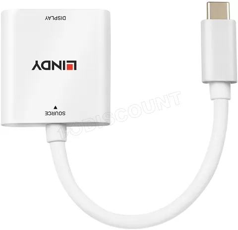 Photo de Convertisseur Lindy USB C mâle vers DVI-D mâle 20cm (Blanc)