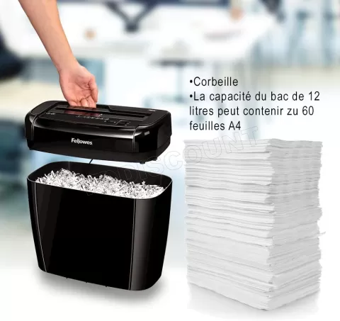 Photo de Destructeurs de documents Fellowes 36C avec panier (Noir)