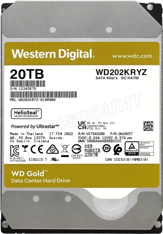 Photo de Disque Dur 3,5" Western Digital Gold Enterprise 20To - S-ATA