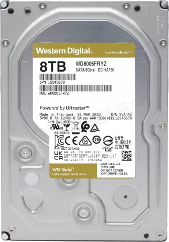 Photo de Disque Dur 3,5" Western Digital Gold Enterprise 8To 256Mo - S-ATA