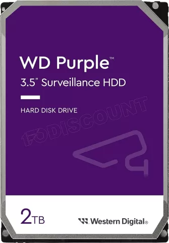 Photo de Disque Dur 3,5" Western Digital Purple Surveillance 2To 64Mo - S-ATA