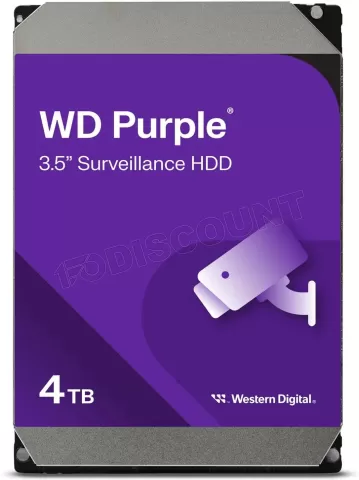 Photo de Disque Dur 3,5" Western Digital Purple Surveillance 4To 128Mo - S-ATA