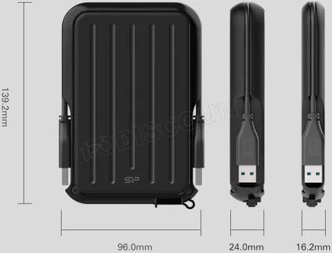 Photo de Disque dur externe Silicon Power Armor A66 - 1To (Noir/Jaune)