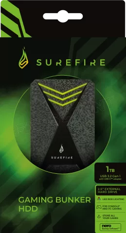 Photo de Disque Dur externe SureFire by Verbatim Gaming Bunker RGB - 1To  (Noir)