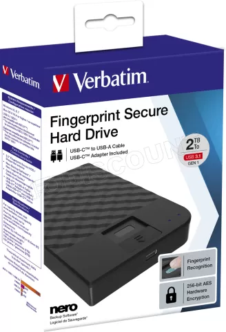 Photo de Disque dur externe Verbatim FingerPrint Secure - 1To (Noir)