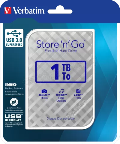 Photo de Disque Dur externe Verbatim Store'N'Go - 1To  (Argent)