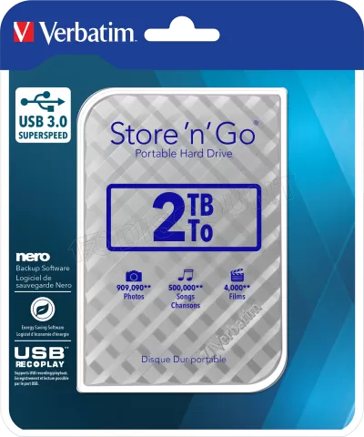 Photo de Disque Dur externe Verbatim Store'N'Go - 2To  (Argent)