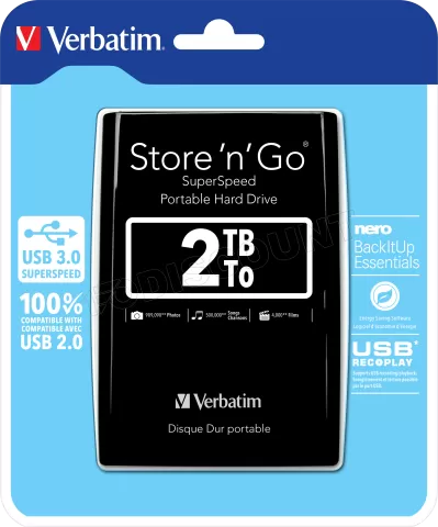 Photo de Disque Dur externe Verbatim Store'N'Go - 2To (Noir)