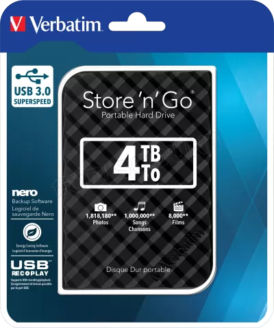 Photo de Disque Dur externe Verbatim Store'N'Go - 4To  (Noir)