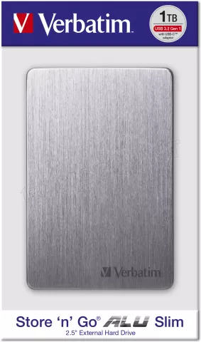 Photo de Disque dur externe Verbatim Store'N'Go Alu Slim - 1To (Gris)