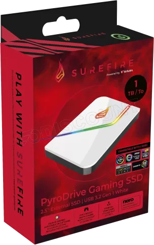 Photo de Disque Dur externe Verbatim SureFire PyroDrive RGB - 1To (Blanc)