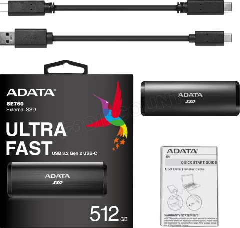 Photo de Disque SSD externe Adata SE760 - 512Go (Noir)