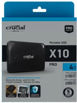 Photo de Disque SSD externe Crucial X10 Pro - 4To (Noir)