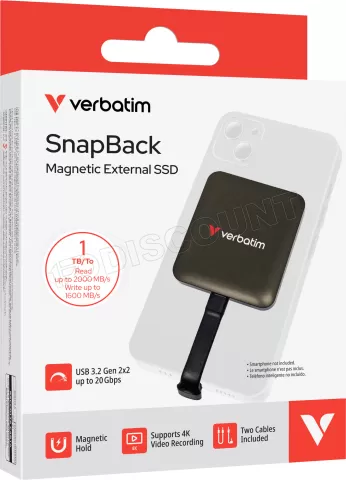 Photo de Disque SSD externe magnétique Verbatim SnapBack - 1To (Marron)
