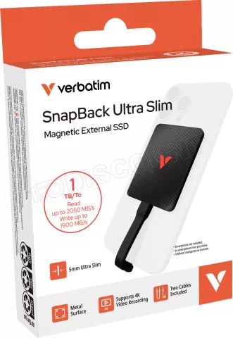 Photo de Disque SSD externe magnétique Verbatim SnapBack Ultra Slim - 1To (Noir)