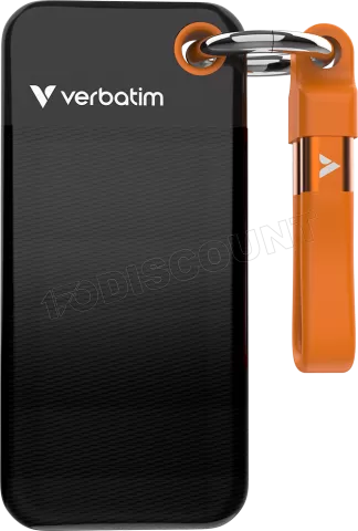 Photo de Disque SSD externe Verbatim Pocket - 1To (Noir/Orange)