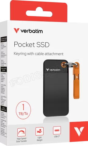 Photo de Disque SSD externe Verbatim Pocket - 1To (Noir/Orange)