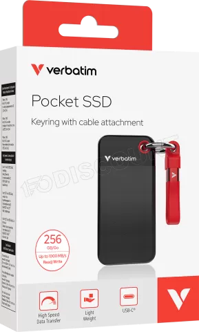 Photo de Disque SSD externe Verbatim Pocket - 256Go (Noir/Rouge)
