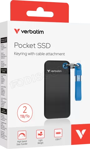 Photo de Disque SSD externe Verbatim Pocket - 2To (Noir/Bleu)