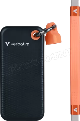 Photo de Disque SSD externe Verbatim Pocket - 2To (Noir/Orange)