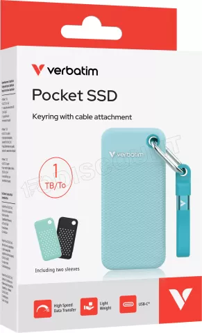 Photo de Disque SSD externe Verbatim Pocket Couleur - 1To (Noir/Bleu)