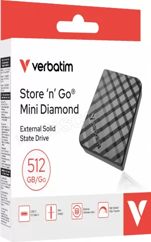 Photo de Disque SSD externe Verbatim Store'N'Go Mini Diamond - 512 Go (Noir)