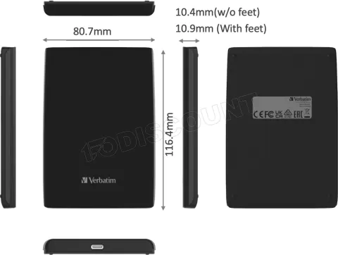 Photo de Disque SSD externe Verbatim Store'N'Go Slim - 1To (Noir)