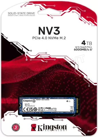 Photo de Disque SSD Kingston NV3 4To - NVMe M.2 Type 2280