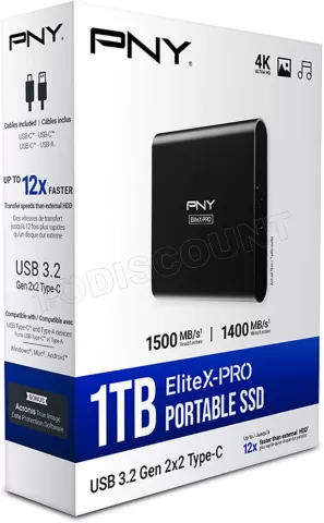 Photo de Disque SSD NVMe externe PNY EliteX-Pro - 1To  (Noir)