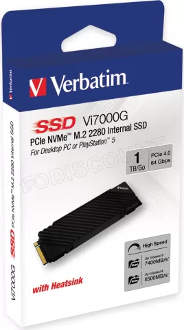 Photo de Disque SSD Verbatim Vi7000G 1To avec dissipateur  - NVMe M.2 Type 2280