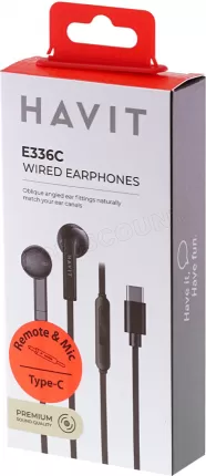 Photo de Ecouteurs Havit E336C USB-C (Noir)