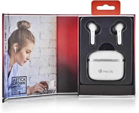 Photo de Ecouteurs intra-auriculaires sans fil Bluetooth NGS Artica Crown (Blanc)