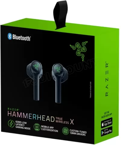 Photo de Ecouteurs sans fil Bluetooth Razer Hammerhead True Wireless X RGB (Noir)