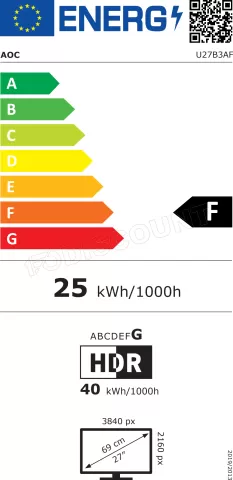 Photo de Ecran 27" AOC Basic B3 U27B3AF 4K Ultra HD (Noir)