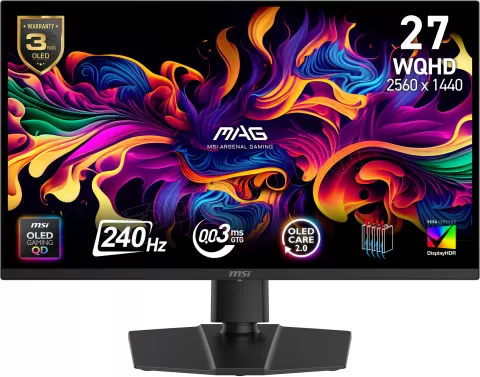 Photo de Ecran 27" MSI Mag 271QPX QD-OLED WQHD 360Hz (Noir)
