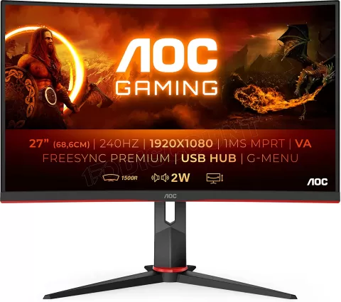 Photo de Ecran incurvé 27" AOC Gaming C27G2ZU Full HD (Noir) 240Hz