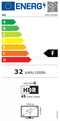 Photo de Ecran incurvé 32" MSI Mag 32CQ6F WQHD 180Hz (Noir)