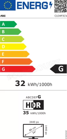 Photo de Ecran incurvé 34" AOC CU34P3CV UWQHD 100Hz (Noir)
