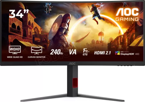 Photo de Ecran incurvé 34" AOC Gaming G4 CU34G4Z UWQHD 240Hz (Noir)