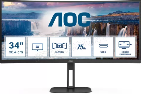 Photo de Ecran incurvé 34" AOC V5 CU34V5C UWQHD 100Hz (Noir)