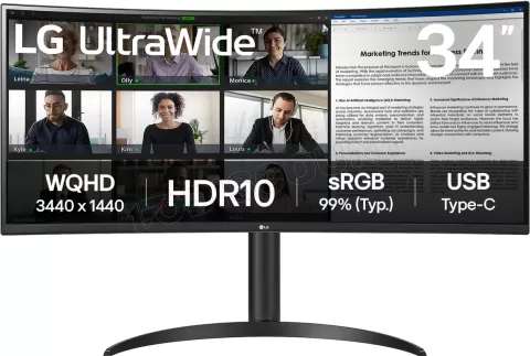 Photo de Ecran incurvé 34" LG UltraWide 34WR55QK-B UWQHD 100Hz (Noir)