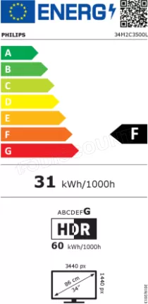 Photo de Ecran incurvé 34" Philips Evnia 34M2C3500L UWQHD 180Hz (Noir)