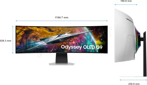 Photo de Ecran incurvé 49" Samsung Odyssey Oled G9 G95SC Dual Quad HD 240Hz (Noir)